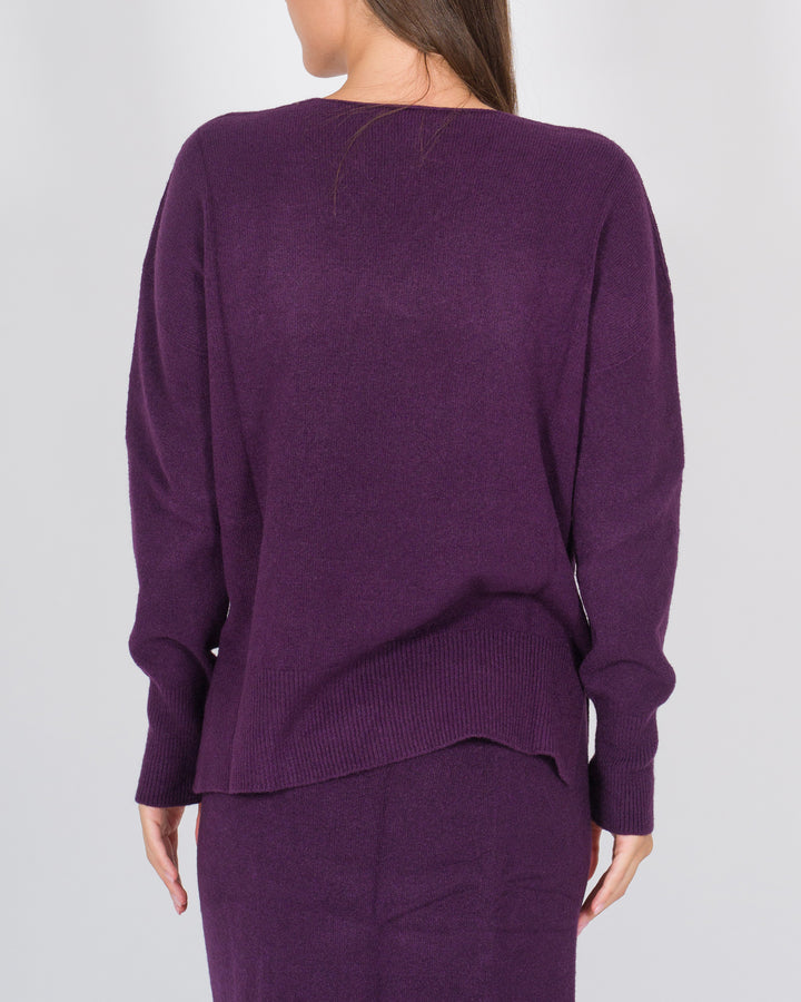 Maglia scollo a V viola 