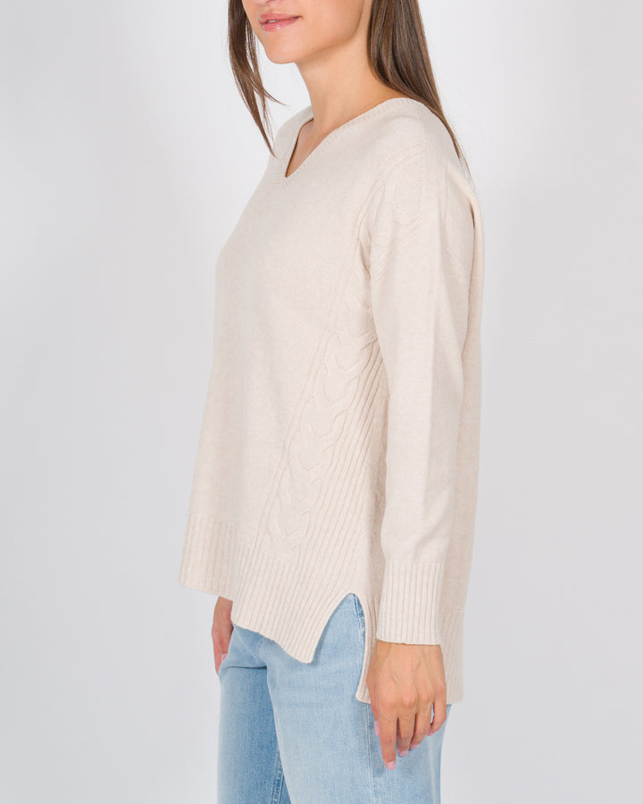 Maglia dettagli a treccia beige 