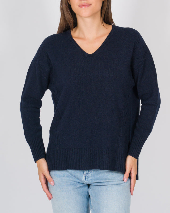 Maglia dettagli a treccia blu 