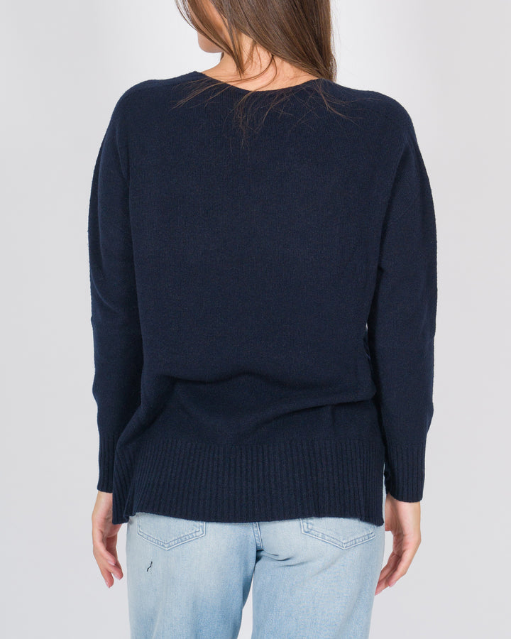 Maglia dettagli a treccia blu 