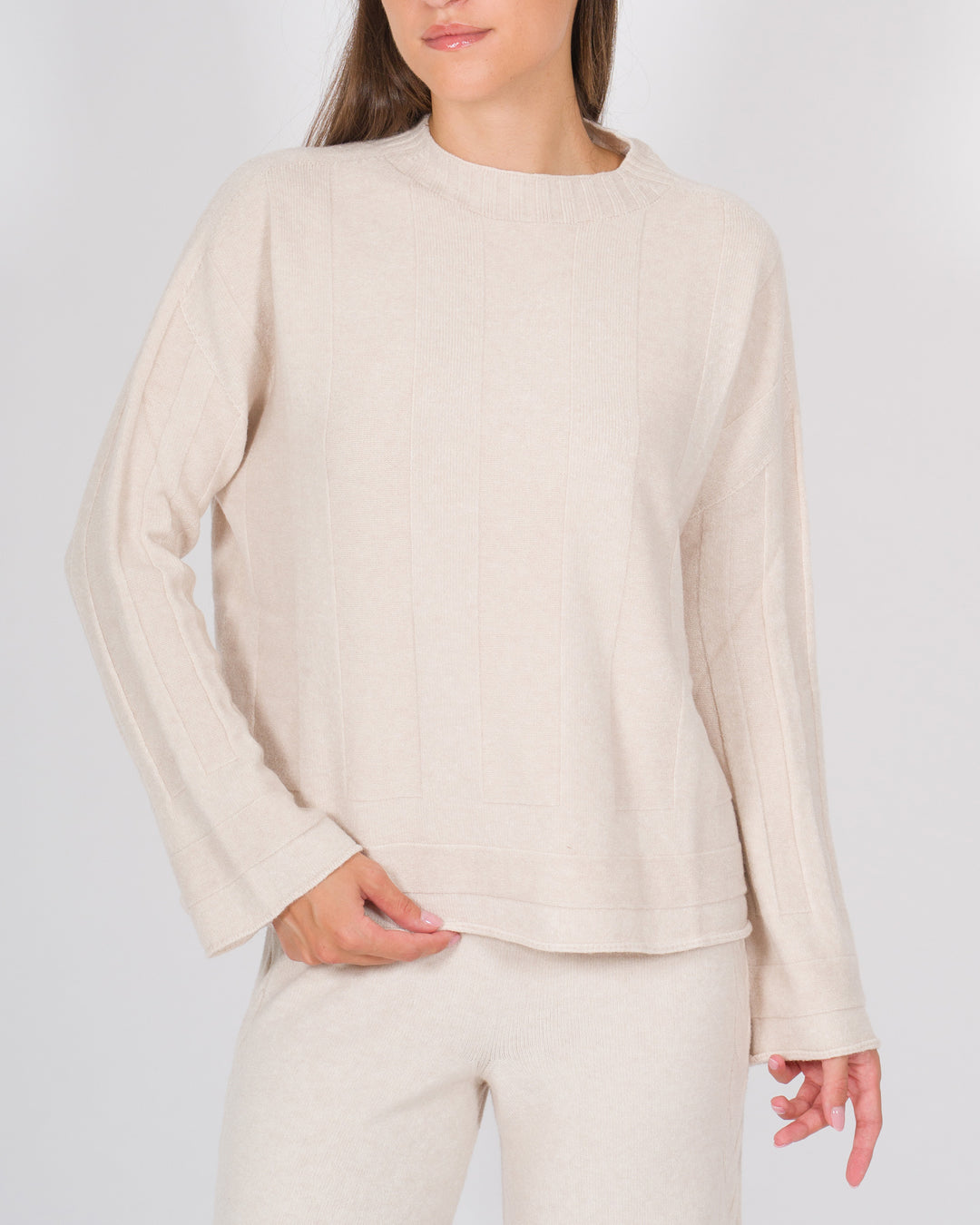 Maglia effeto riga beige 