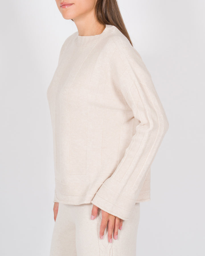 Maglia effeto riga beige 