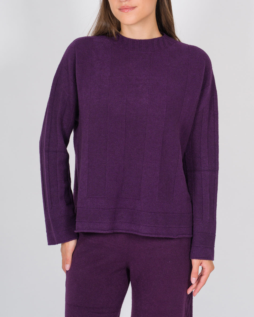 Maglia effeto riga melanzana 