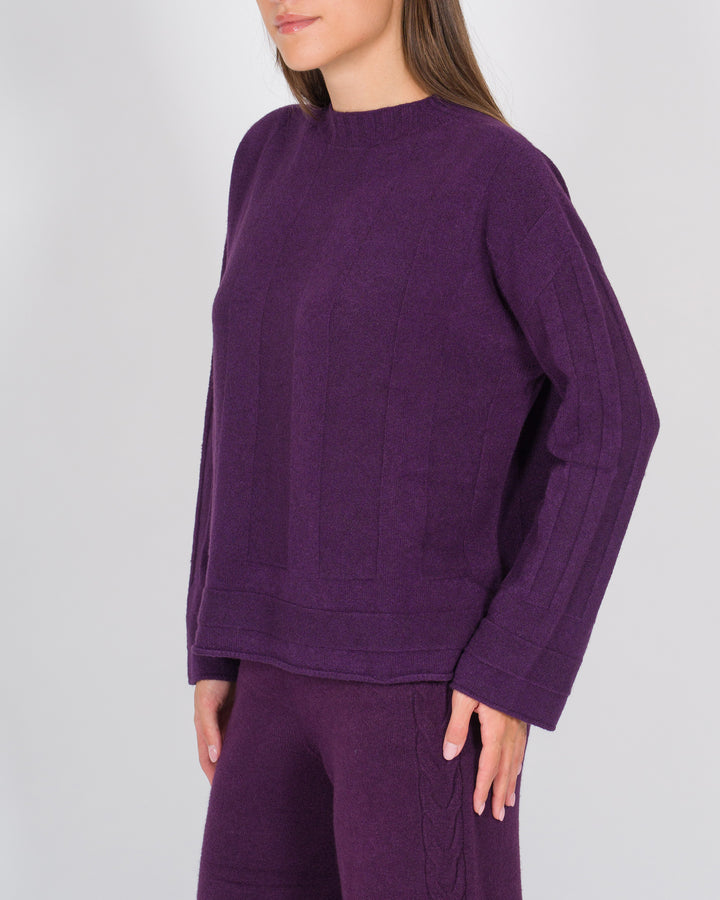 Maglia effeto riga melanzana 