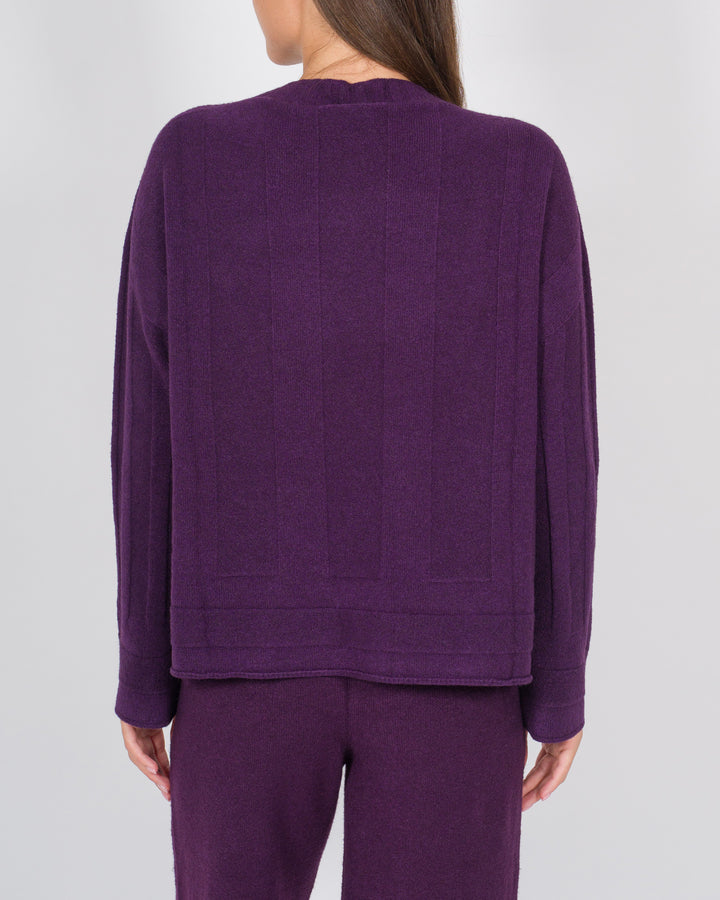 Maglia effeto riga melanzana 