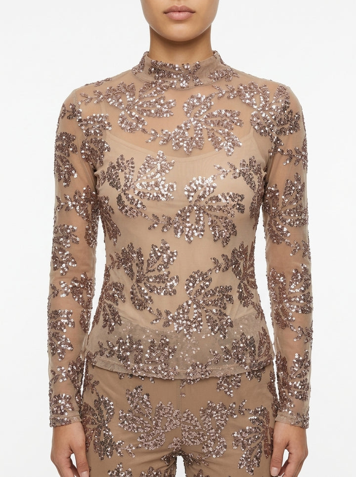 Maglia  in Garza  con Ricami di Paillettes Silver 