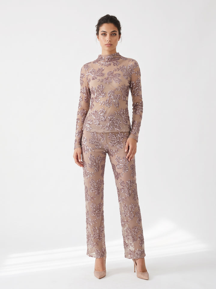 Maglia  in Garza  con Ricami di Paillettes Silver 