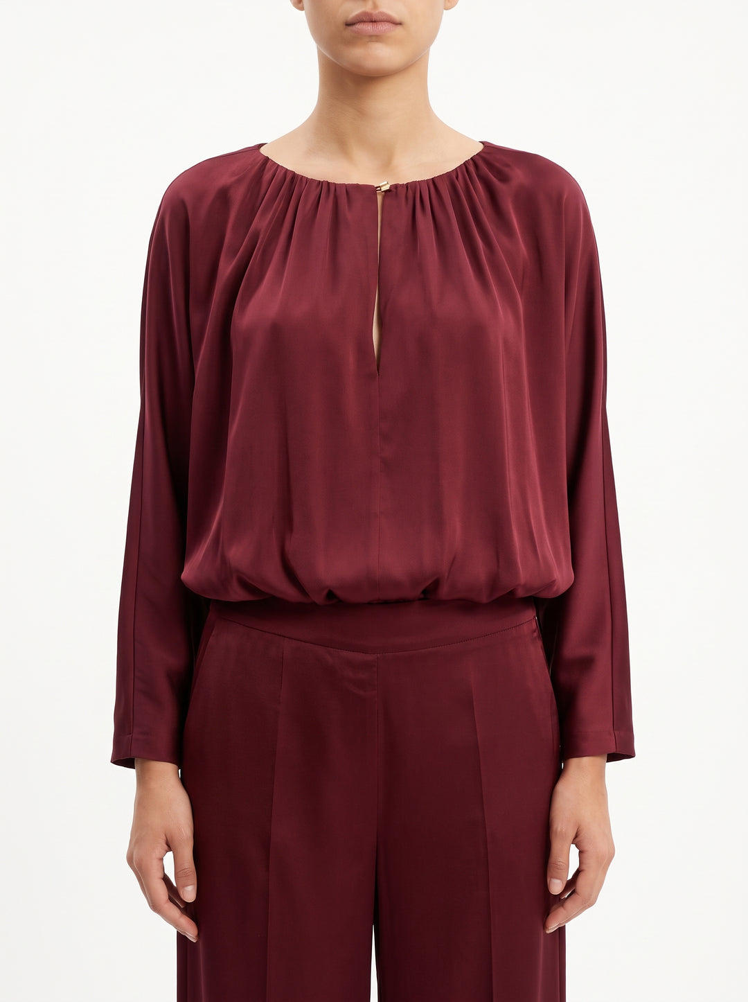 blusa in raso bordeaux 