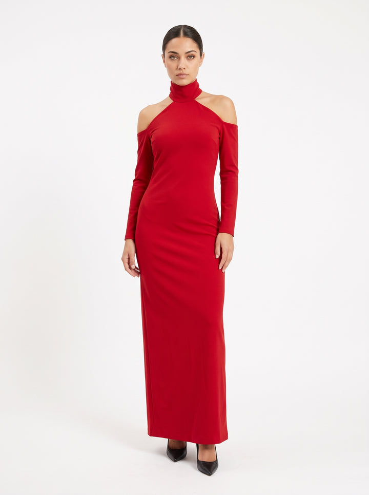 Abito  Rosso con Scollo Halter 
