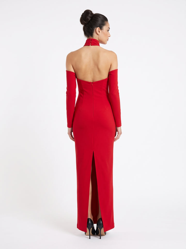 Abito  Rosso con Scollo Halter 