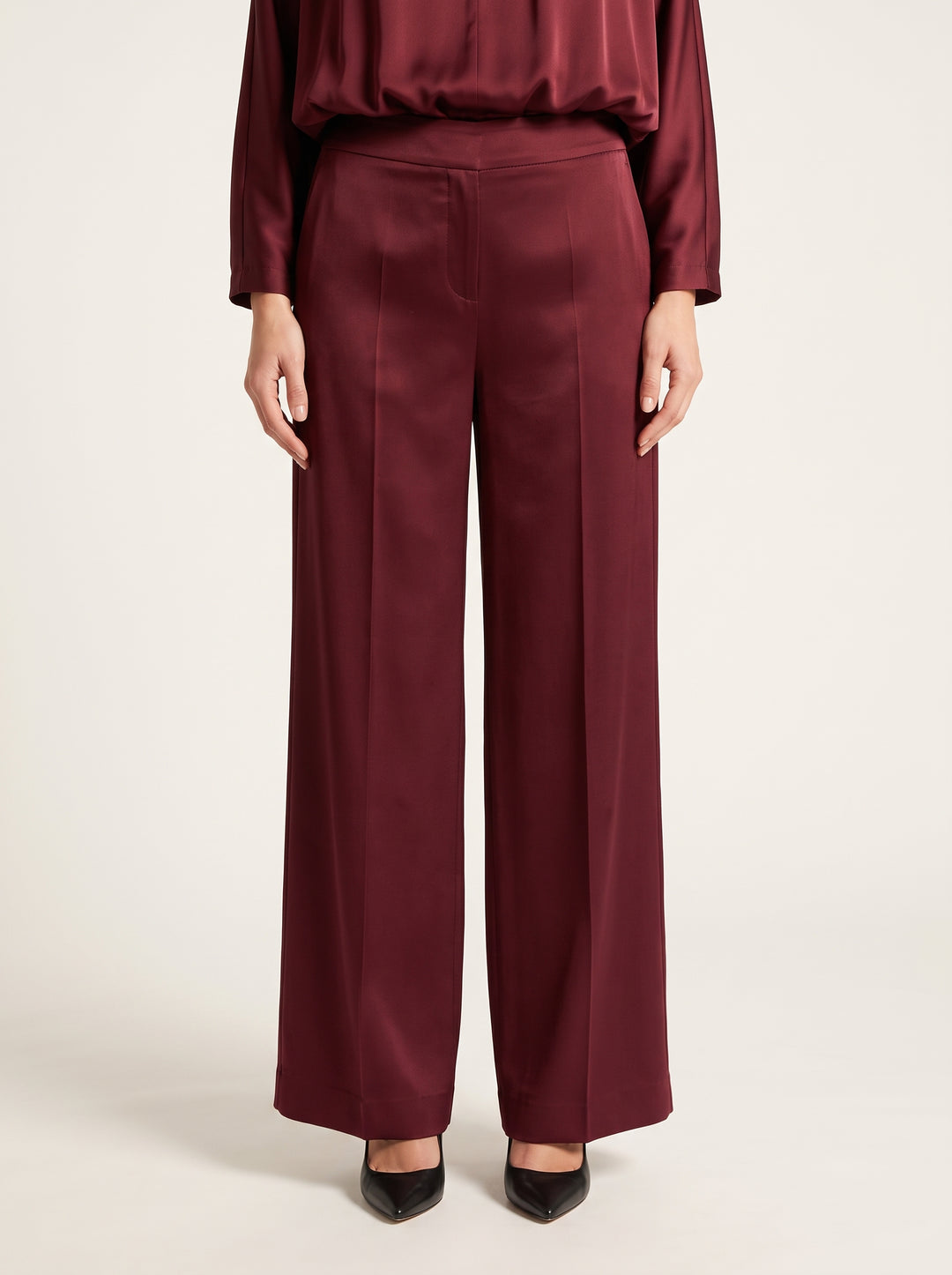 Pantaloni  Bordeaux in Raso a Zampa 