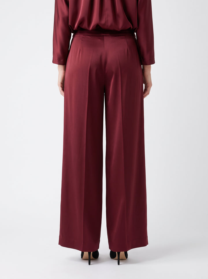 Pantaloni  Bordeaux in Raso a Zampa 