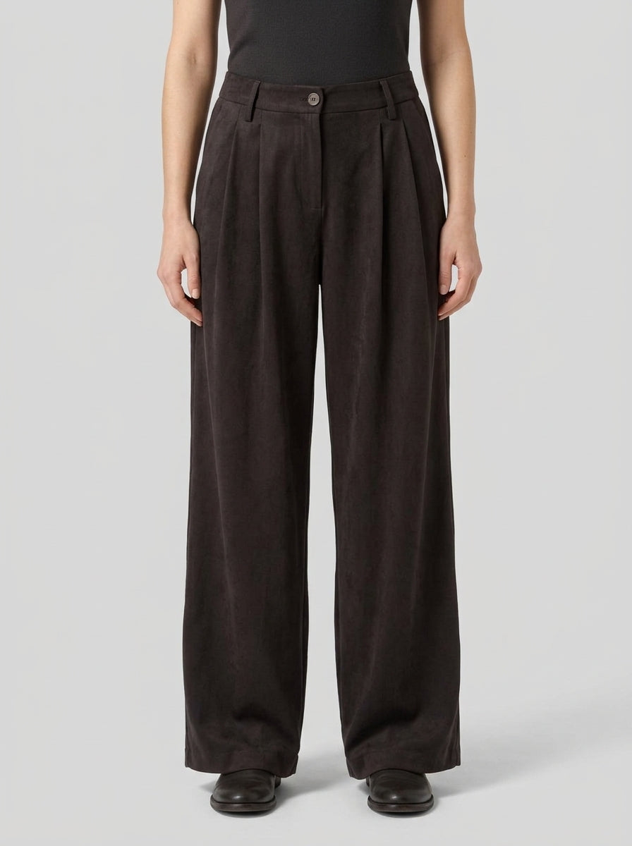 PANTALONE EFFETTO CAMOSCIO viola 