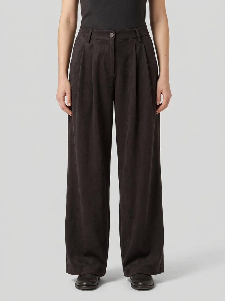 PANTALONE EFFETTO CAMOSCIO viola 