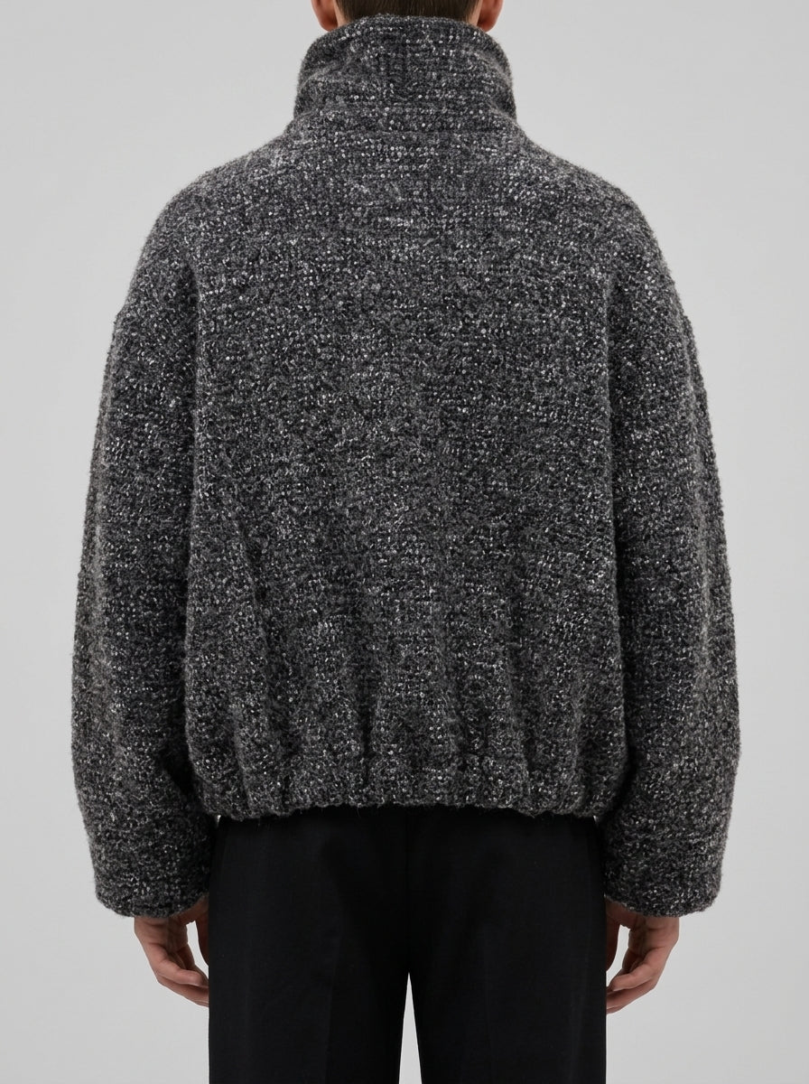 Bomber over in lana melange marrone 