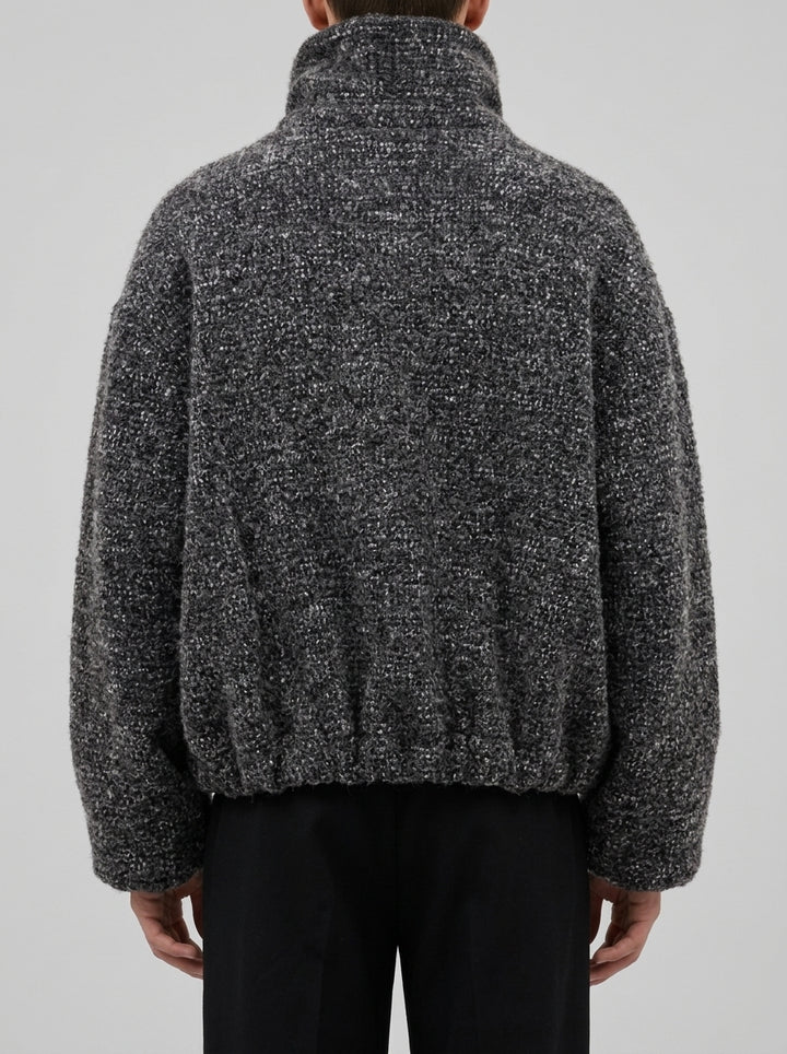 Bomber over in lana melange marrone 