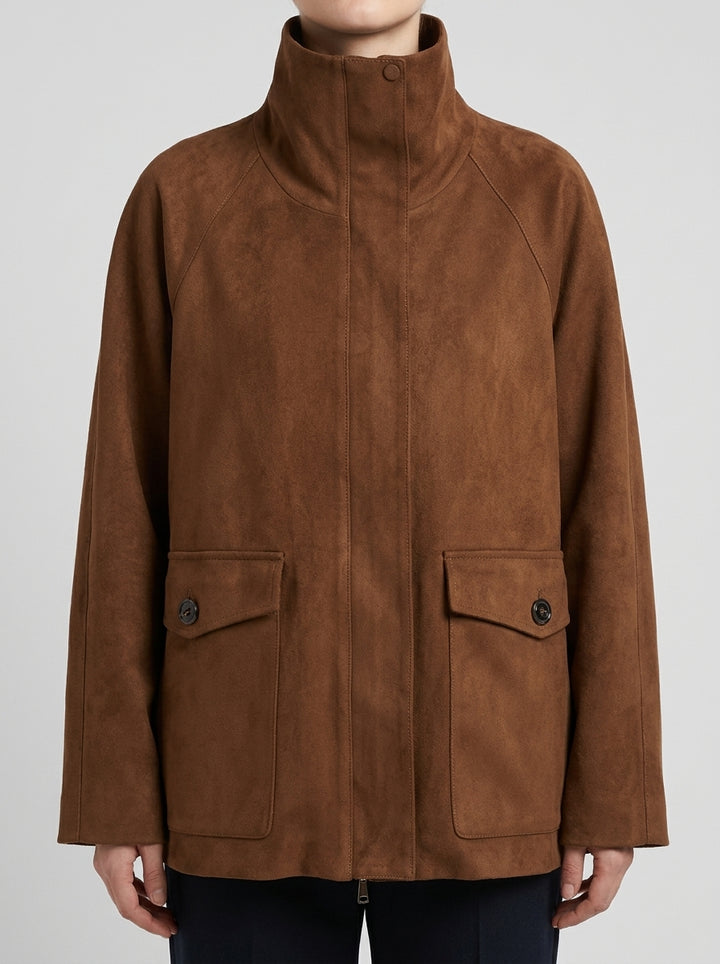 over coat in camoscio cammello 