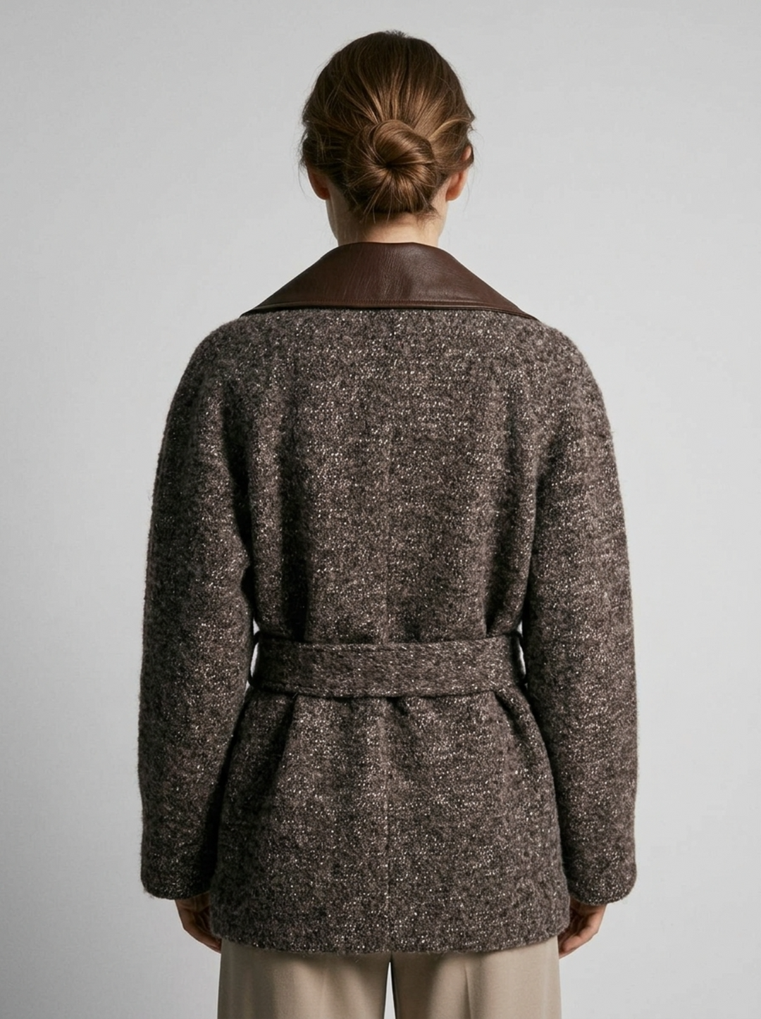 Cappotto a vestaglia in lana mélange 