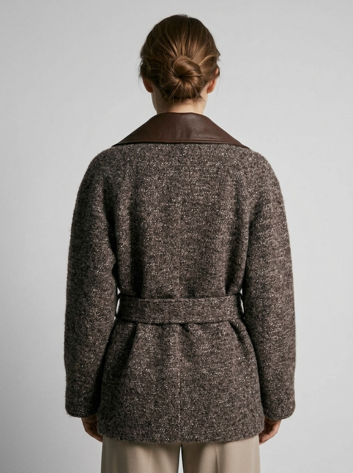 Cappotto a vestaglia in lana mélange 