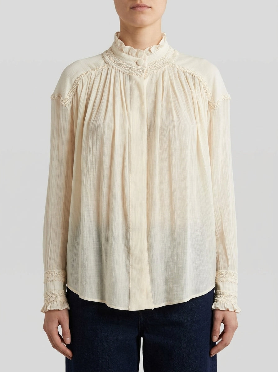 Blusa panna  romantica in viscosa 