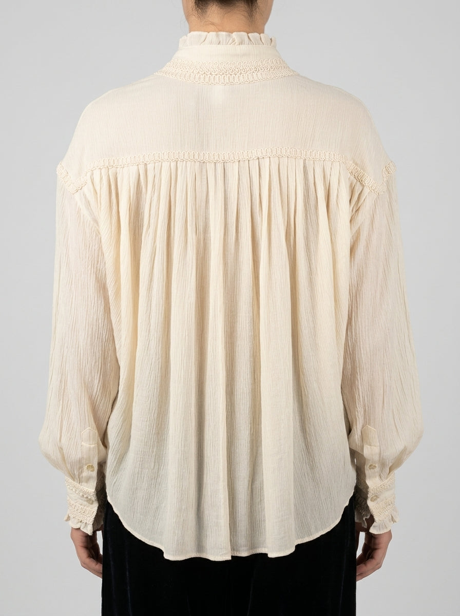 Blusa panna  romantica in viscosa 