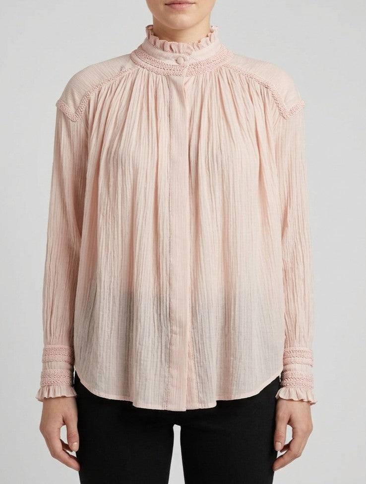 Blusa rosa  romantica in viscosa 