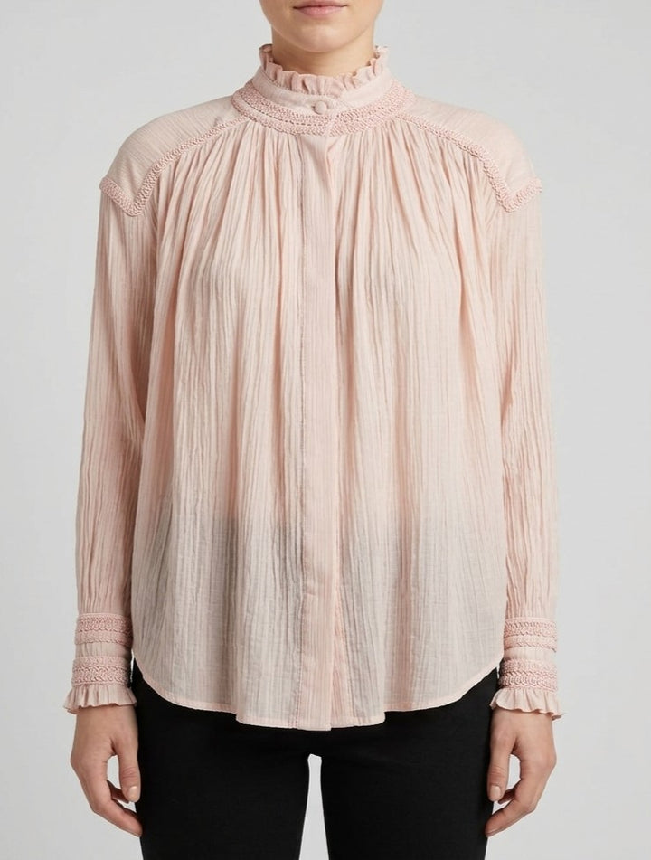 Blusa rosa  romantica in viscosa 