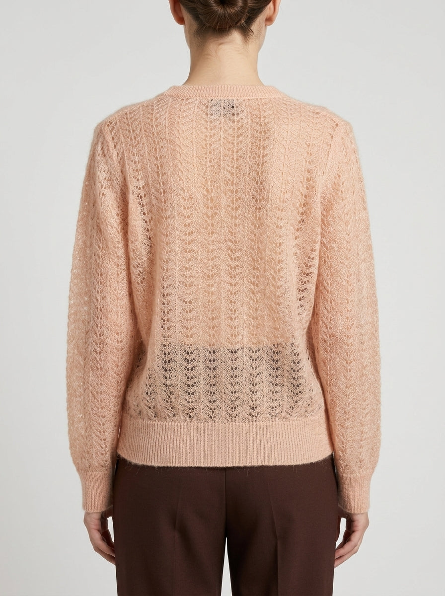Cardigan  rosa in mohair 