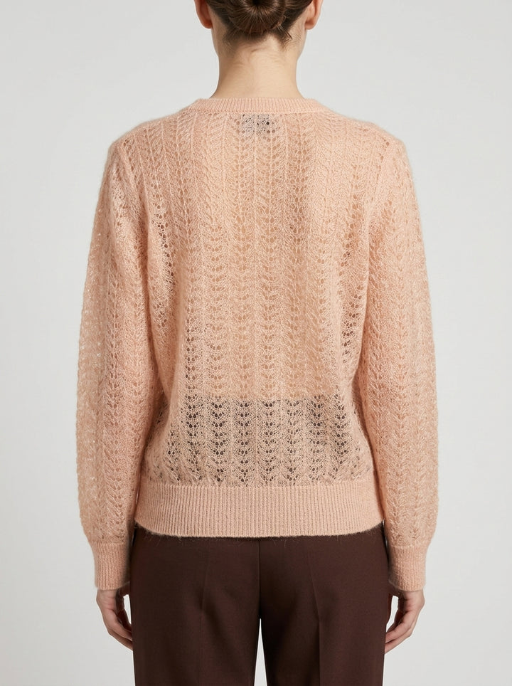 Cardigan  rosa in mohair 