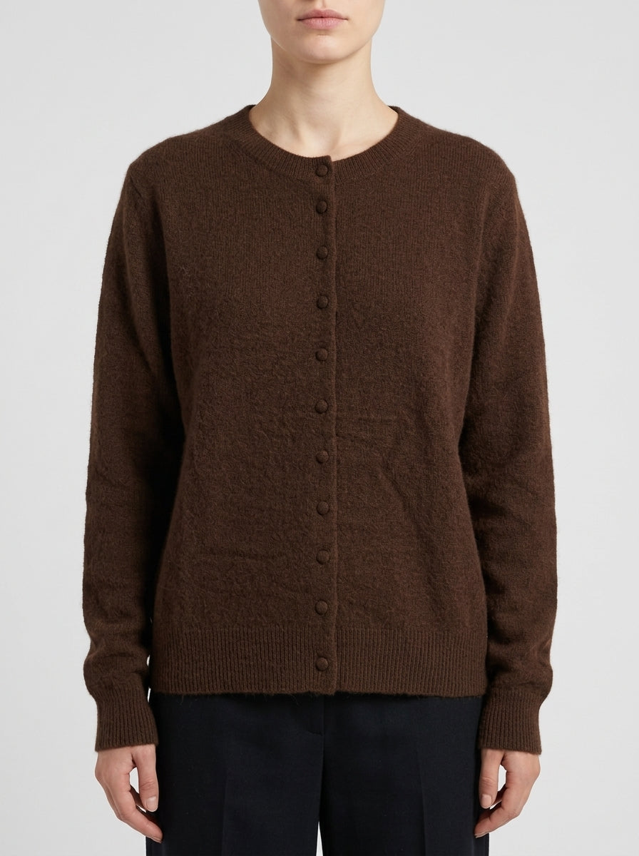 Cardigan  in angora cioccolato 