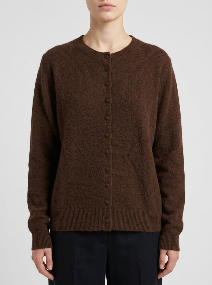 Cardigan  in angora cioccolato 