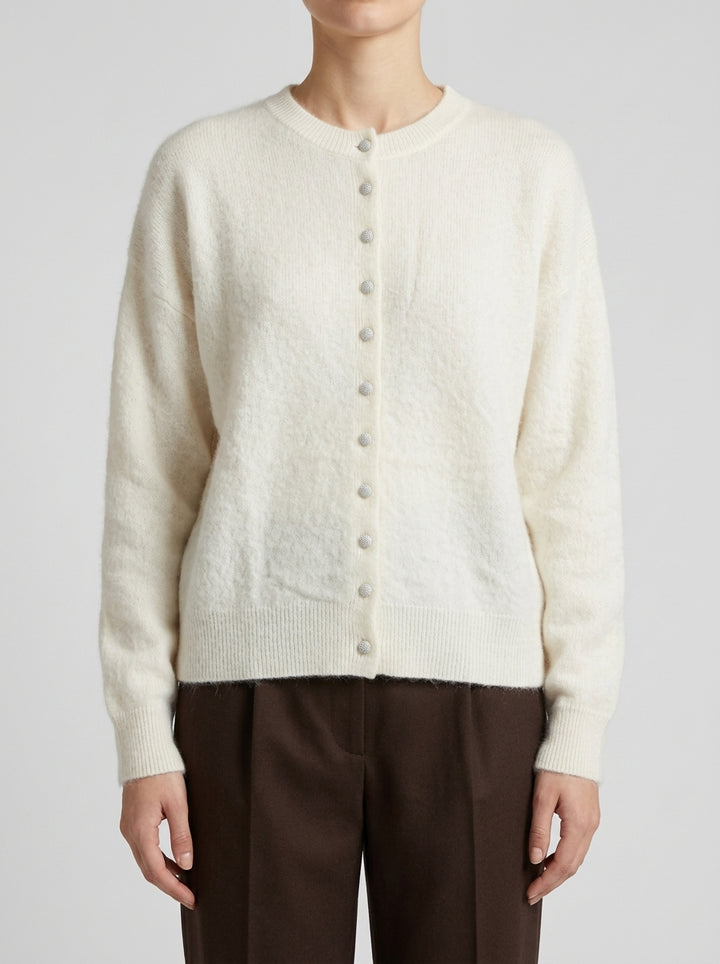 Cardigan  in angora panna 