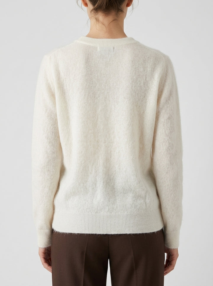 Cardigan  in angora panna 