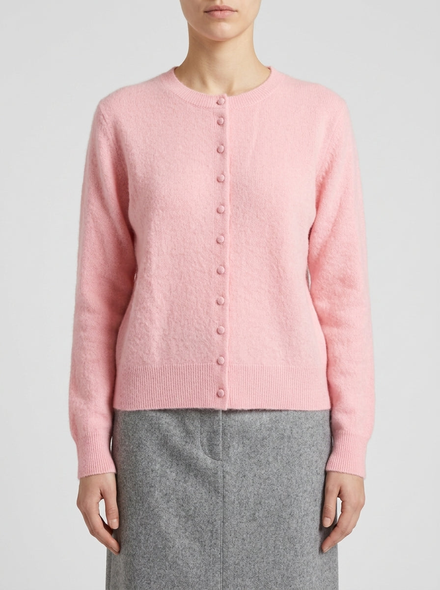 Cardigan  in angora rosa bubble 