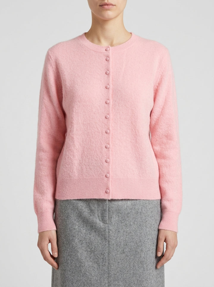 Cardigan  in angora rosa bubble 