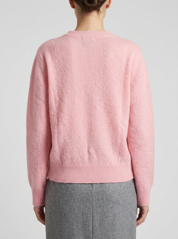 Cardigan  in angora rosa bubble 