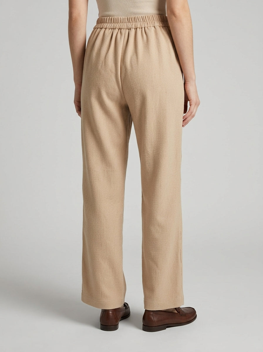 Pantalone in Felpa  Ecrù con Bande Laterali in Pizzo 