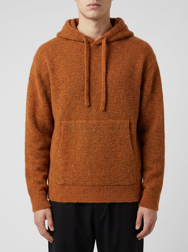 Felpa in Maglia Bouclé con Cappuccio Coccio 