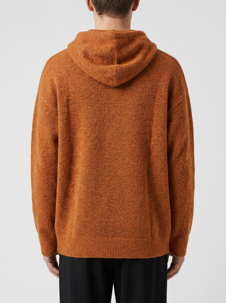 Felpa in Maglia Bouclé con Cappuccio Coccio 