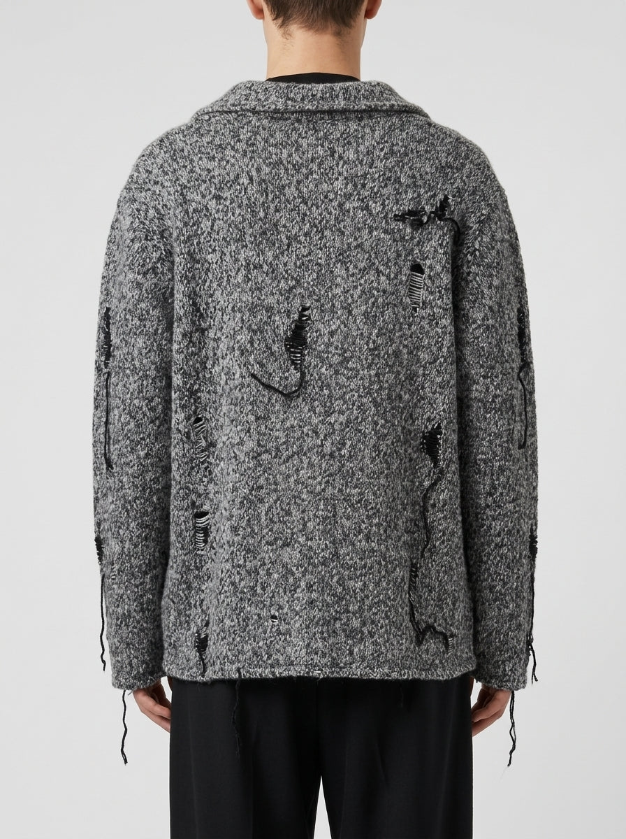 Girocollo Distressed Grigio Mouliné 