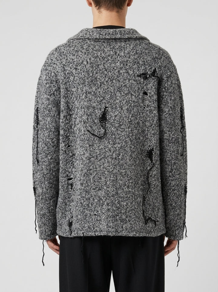 Girocollo Distressed Grigio Mouliné 