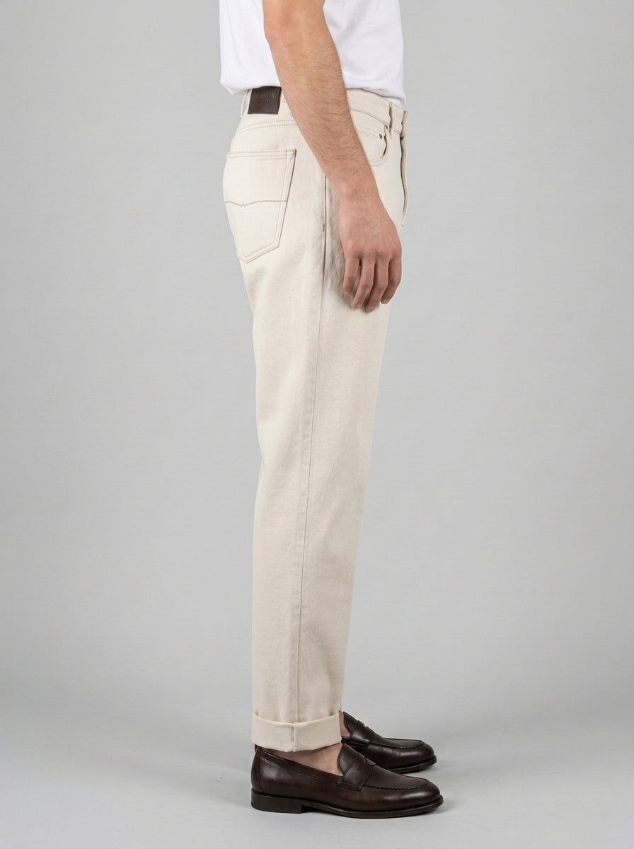 Jeans  Chiaia - Denim Colore Latte con Risvolto 