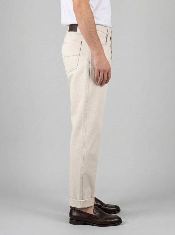 Jeans  Chiaia - Denim Colore Latte con Risvolto 