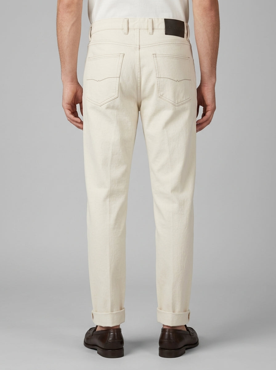 Jeans  Chiaia - Denim Colore Latte con Risvolto 