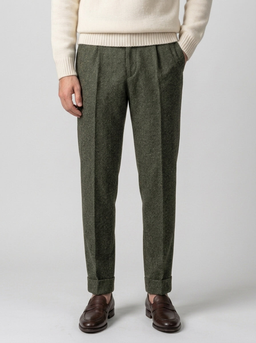 pantalone chiaia spigato verde 