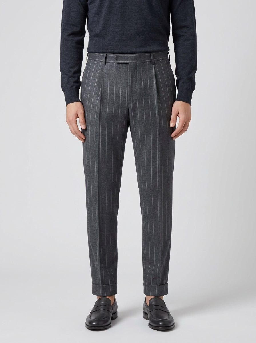 pantalone chiaia gessato grigio 