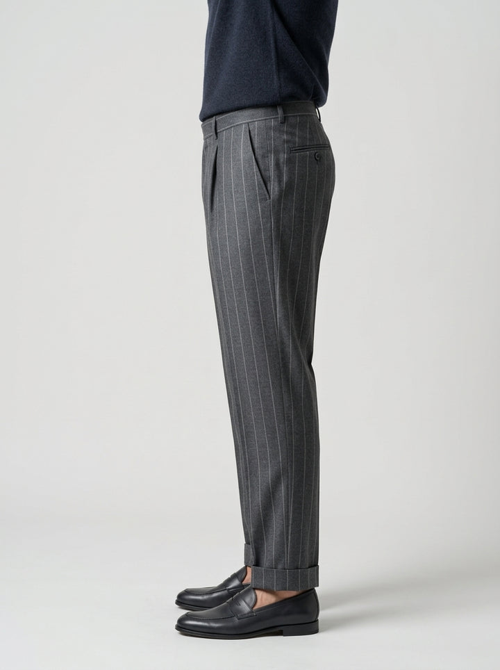 pantalone chiaia gessato grigio 