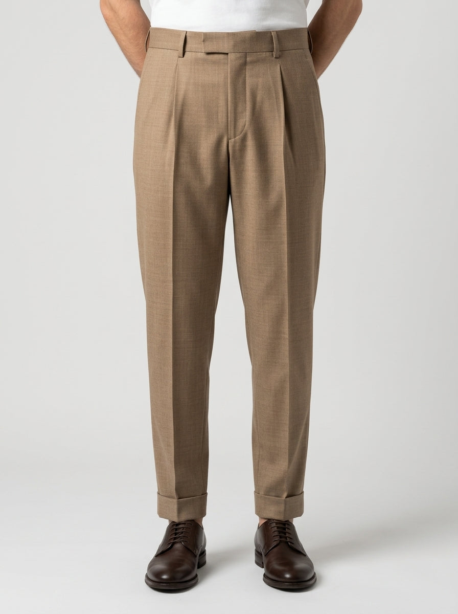 pantalone chiaia con pence beige 