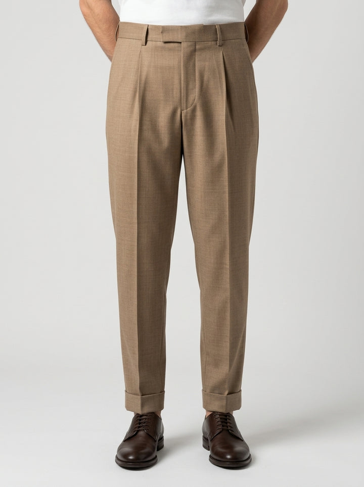 pantalone chiaia con pence beige 