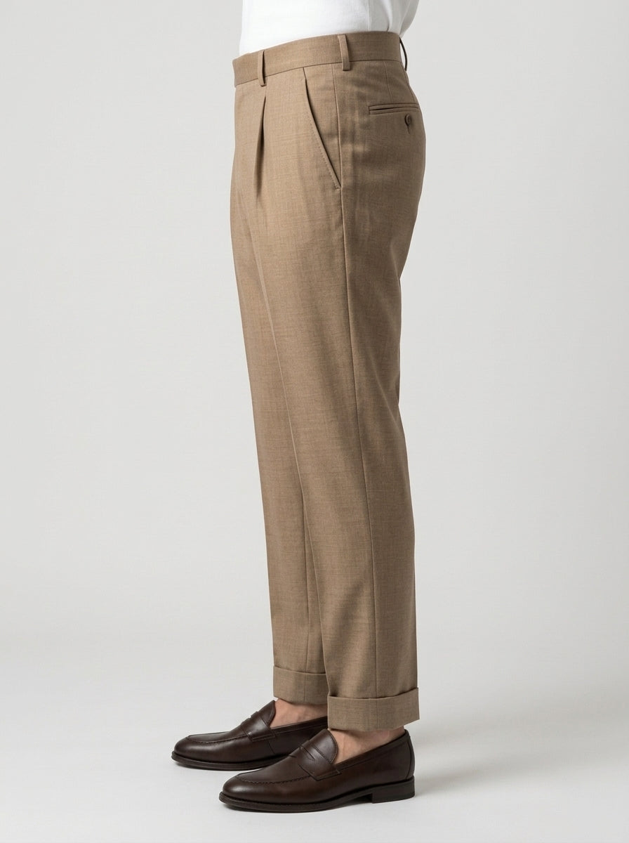pantalone chiaia con pence beige 